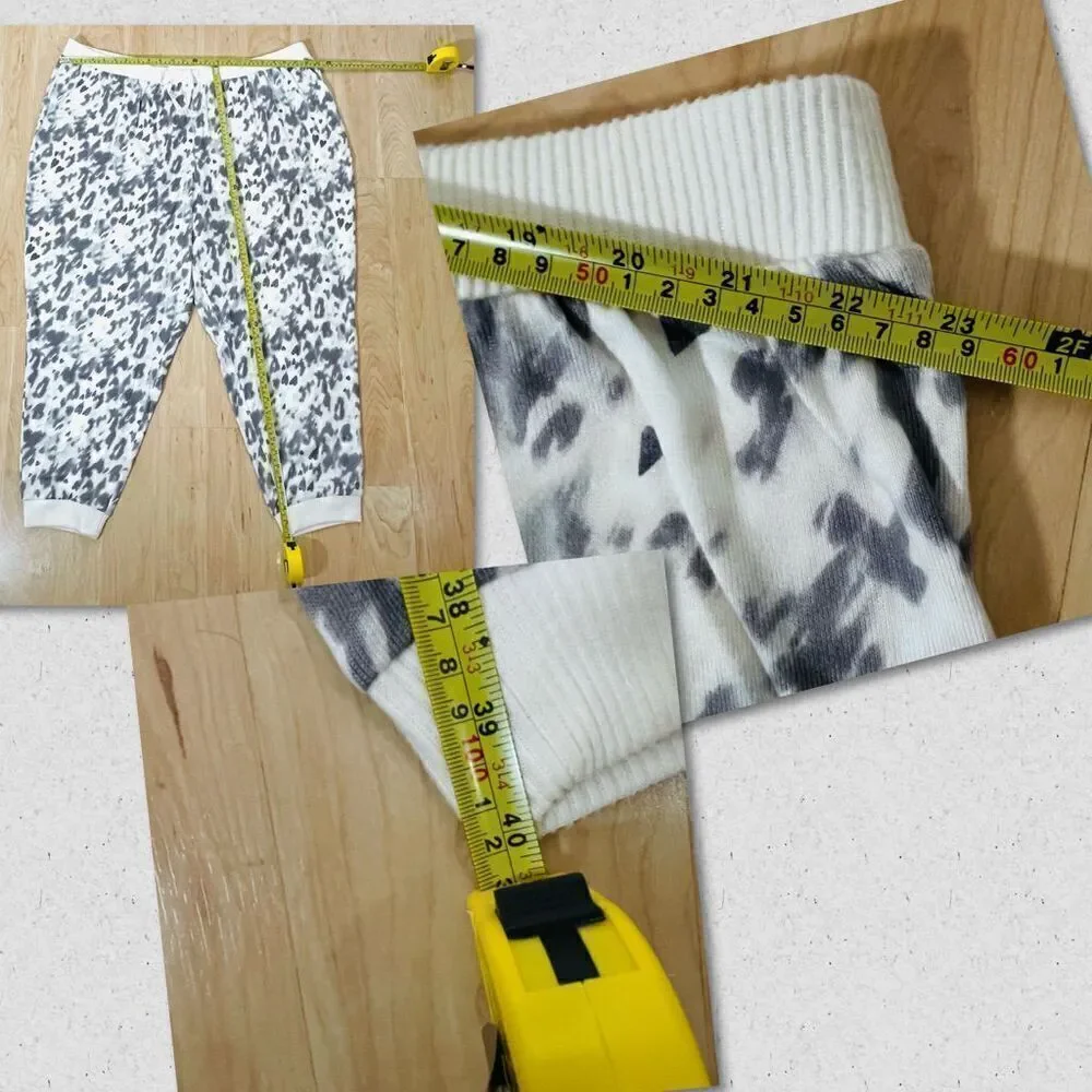 NWT Plus Size 3X Sonoma 2,Pc V-Neck Pajama Top & Pants Sleep Set Gray Leopard